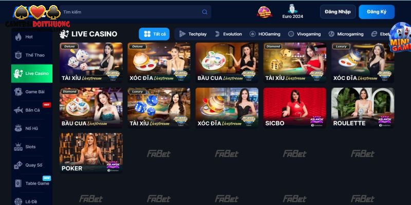 Sảnh cược casino trực tuyến tại Fabet